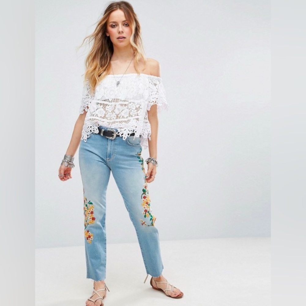 Free People Sweet Dreams Lace Crop Top Size Large